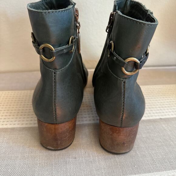Sergio Tomani Green Leather Eclectic Ankle Boots Size 38/ US 7.5 - Picture 4 of 11